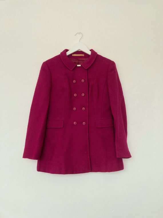 Vintage women's fuchsia magenta pink wool peacoat… - image 1