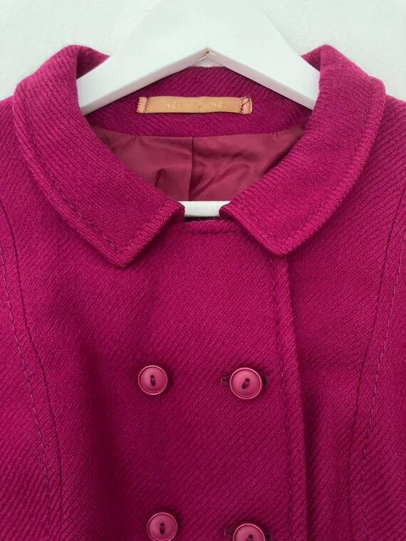 Vintage women's fuchsia magenta pink wool peacoat… - image 4