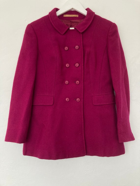 Vintage women's fuchsia magenta pink wool peacoat… - image 8