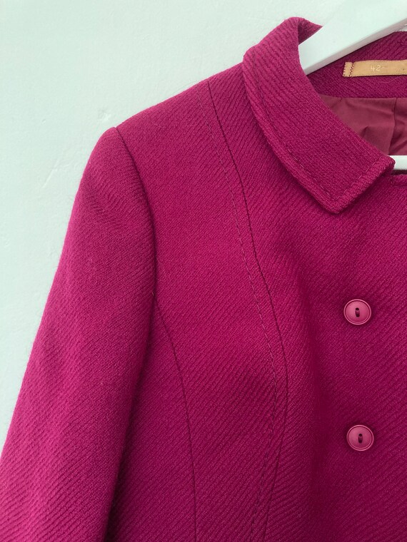 Vintage women's fuchsia magenta pink wool peacoat… - image 6