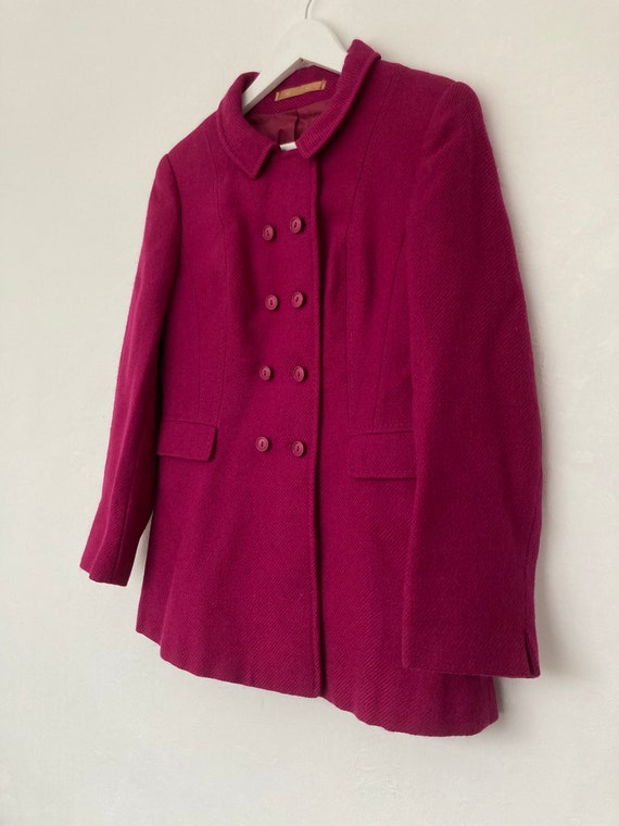 Vintage women's fuchsia magenta pink wool peacoat… - image 2