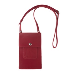 Phone Bag Plus+ Wine | Handmade high-quality genuine leather crossbody Bag | Bag with large size phone pocket for Men/Women adjustable strap