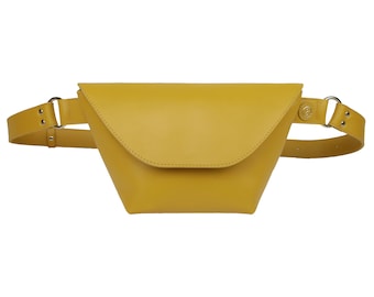 Riñonera de piel versátil amarillo/riñonera para mujer/riñonera elegante y funcional/riñonera de festival, bandolera, bandolera