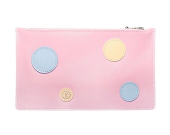 Leather Pouch dots pink