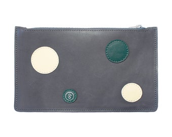 Leather Pouch dots grey