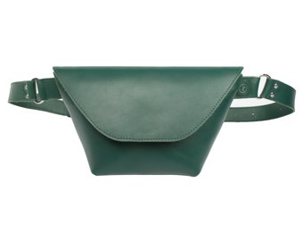 Pochete de couro versátil verde | Bolsa de quadril para mulheres | Bolsa de cinto elegante e funcional | Bolsa de cintura para festival, bolsa crossbody, bolsa tipo estilingue