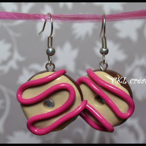 Boucles d'oreilles fimo forme donut