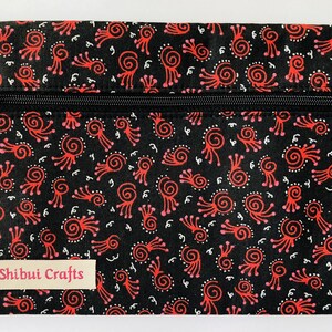 Schwarz und Rot Bleistift Etui mit Reißverschluss / / FREE Perlen Reißverschluss-Anhänger / / zurück zur Schule