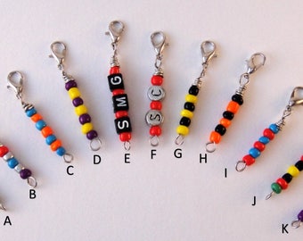 Beaded Zipper Pulls // Zipper Charms // Personalize with your initials