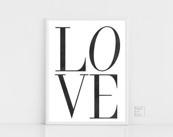 Love Print, Love Quote Printable, Girl's Room Decor, Typography Decor, Girls Print, Black And White Print, Minimalist Wall Art, Modern Print