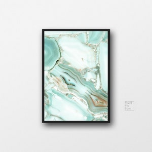 Mint Marble Print, Green and Coral Print, Marble Wall Art, Marble Wall Decor, Girls Room Print, Living Room Print, Mint Home Decor, Instant