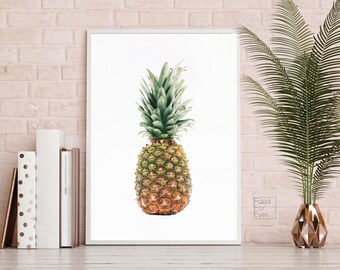 Tropical Fruit Print, Pineapple Wall Art, Tropical Pineapple Printable, Pineapple Photography, Scandinavian, Pineapple Art, Printable