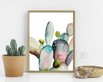 Cactus Print, Watercolor Print, Boho Print, South Western Print, Desert Wall Art, Green Wall Decor, Watercolor Cactus Print, Cactus Wall Art