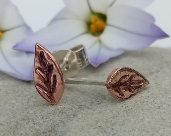 Leaf Stud Earrings, Copper leaves, Leaf Jewellery, Copper Earrings, Leaf Studs, Leaf Gift,Nature Earring,Post earrings,Tiny Studs,Botanical