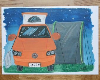 A4 Print- Modern camper van illustration