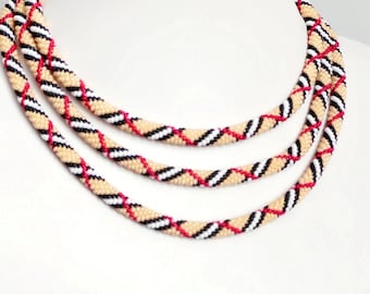 Crochet Lariat Necklace: Long Seed Bead Rope Necklace