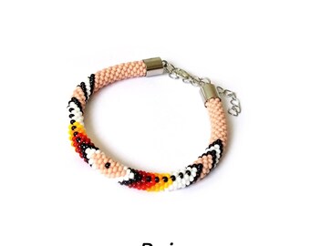 BEIGE Ethnic inspired bracelet, birthday gifts for her , beadwork native style jewelry  #2