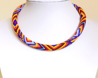 Bead Crochet Necklace, Ethnic Inspired Jewelry, Christmas gifts