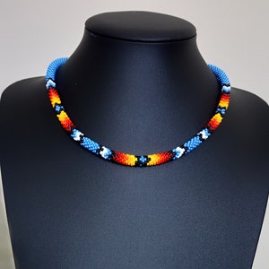 Ethnic inspired Beadwork Necklace, Indian style jewelry, Beaded Crochet Rope Necklace (N14)