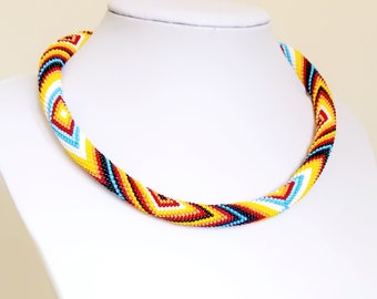 Beaded Crochet Necklace: Ethnic Inspired Jewelry