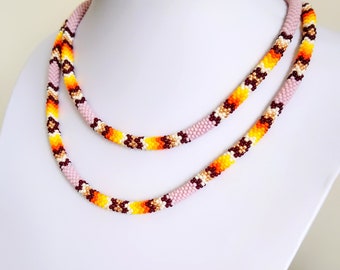 Beaded Crochet Rope Necklace: Ethnic Inspired Jewelry
