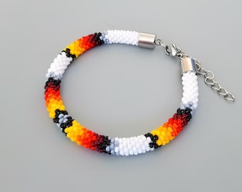 White Ethnic inspired bracelet, Birthday gift, beadwork native style jewelry