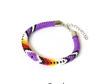 PURPLE Ethnic inspired bracelet, birthday gifts for her , beadwork native style jewelry  #4