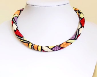 Crochet statement necklace, gifts for mom, necklaces for women handmade jewelry