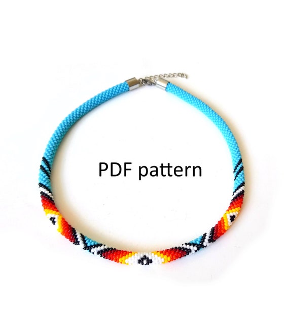 Indian jewelry PDF Pattern Native American Beadwork bracelet Beaded Crochet Rope bracelet
