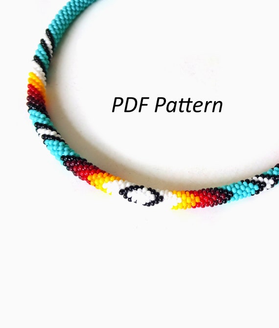 Indian jewelry PDF Pattern Native American Beadwork bracelet Beaded Crochet Rope bracelet