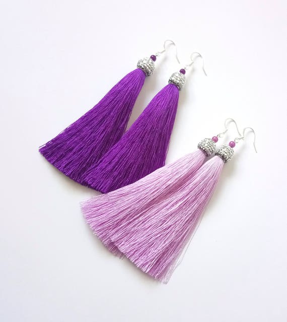 Purple on sale fringe earrings