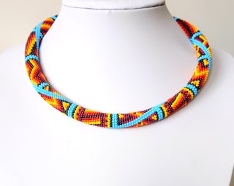 Beaded Crochet Rope Necklace: Ethnic Inspired Jewelry