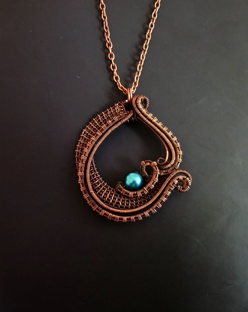 Birthday Gift Wire Necklace Gift For Mom Mothers Day Gift Copper jewelry Wire Wrapped Pendant