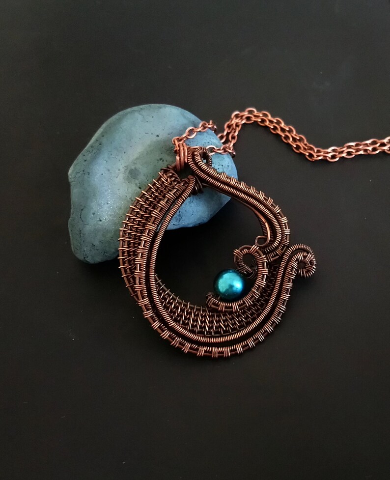 Birthday Gift Wire Necklace Gift For Mom Mothers Day Gift Copper jewelry Wire Wrapped Pendant
