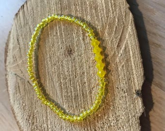 Yellow elastic Swarovski bead bracelet