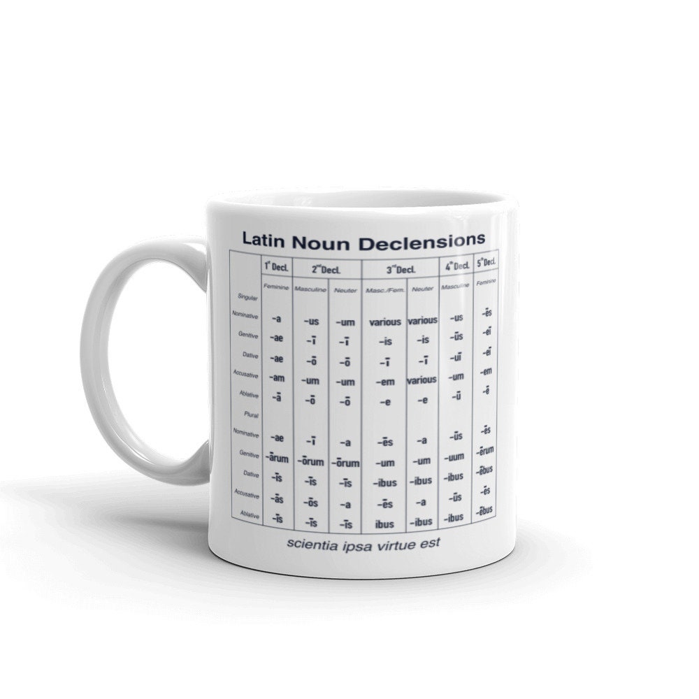 Latin Noun Declensions Mug for Students, Professors and Classical ...