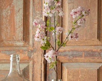 Faux Pink Cherry Blossom Branch, Spring artificial flower Stem, Realistic Floral Spray for wreath, DIY floral arrangement, cherry tree bloom