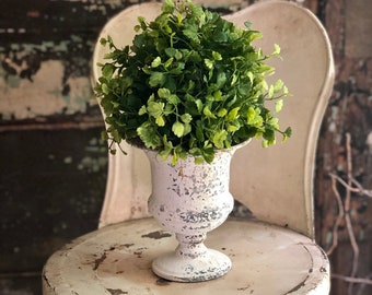 The Josie Maiden Hair Fern French Country Cottage Style Mini Topiary Urn For Mantles & Tables~Farmhouse decor~Small greenery centerpiece