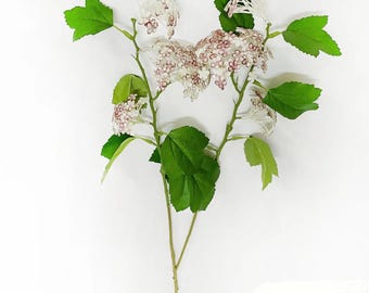 Faux Pink & White Viburnum Blossom Branch, Spring artificial flower Stem, Realistic Floral Spray for wreath, DIY floral arrangement