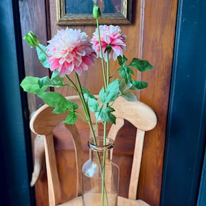 Artificial Pink Dahlia Stem, Silk flower stem, artificial flower stem, craft supply, wedding flower, artificial pink and cream dahlia