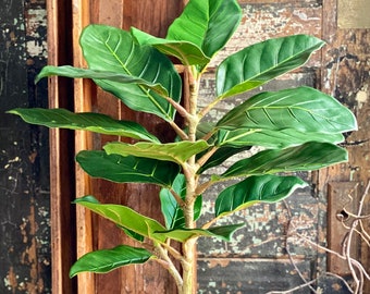 Artificial Real Touch Potted Fiddle Leaf Fig Tree, Tabletop tree, home office decor, Mini tree for mantle, farmhouse decor, gift for her