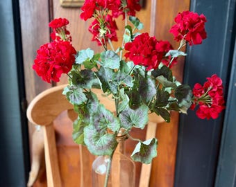 Artificial Red Geranium Bush, Summer Floral Display