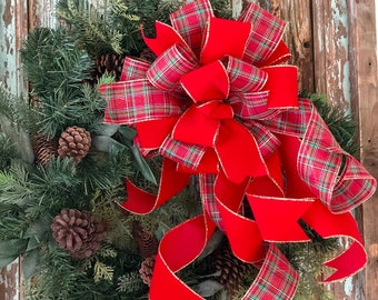 The Tori black and white Christmas tree topper bow~bow for wreaths~lantern bow~mailbox bow~christmas decor~ribbon topper~large bow streamers