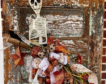 Halloween Skeleton Door Swag, Fall Witch Decor