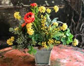 The Shelley Orange Yellow Summer Cottage Style Centerpiece For Mantles and Tables Farmhouse decor Kitchen island arrangement natural flora