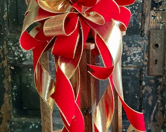 The Tori black and white Christmas tree topper bow~bow for wreaths~lantern bow~mailbox bow~christmas decor~ribbon topper~large bow streamers