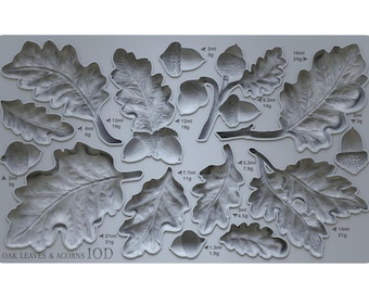 IOD Oak Leaves & Acorns Decor Mould, jewelry + candle Casting mould, craft + soap mold, resin + Clay mold, candy mold