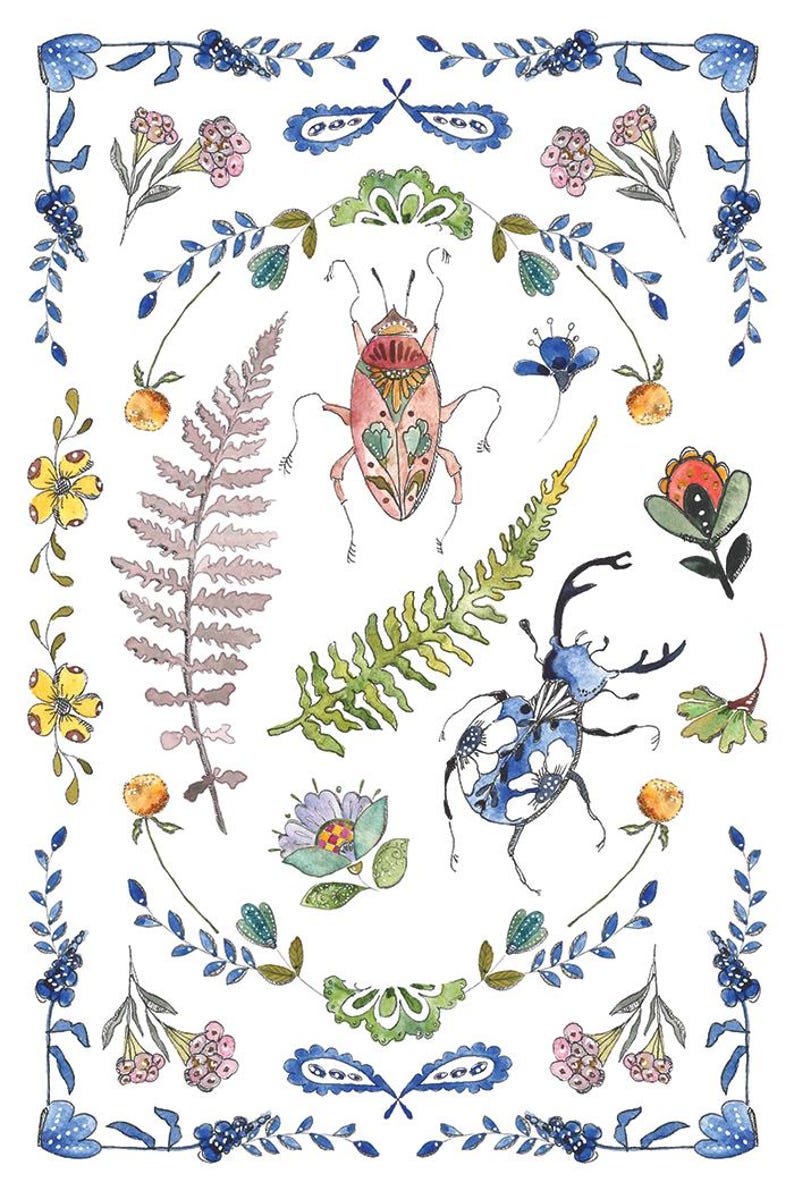 Victorian Ransfers IOD Fern Fables Watercolor Transfer, Vintage Victorian Transfers for ...