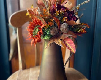 The Katerina Gold & Bronze Fall Copper Pitcher Centerpiece,  For Dining Room Table,Thanksgiving centerpiece, Farmhouse glam arrangement