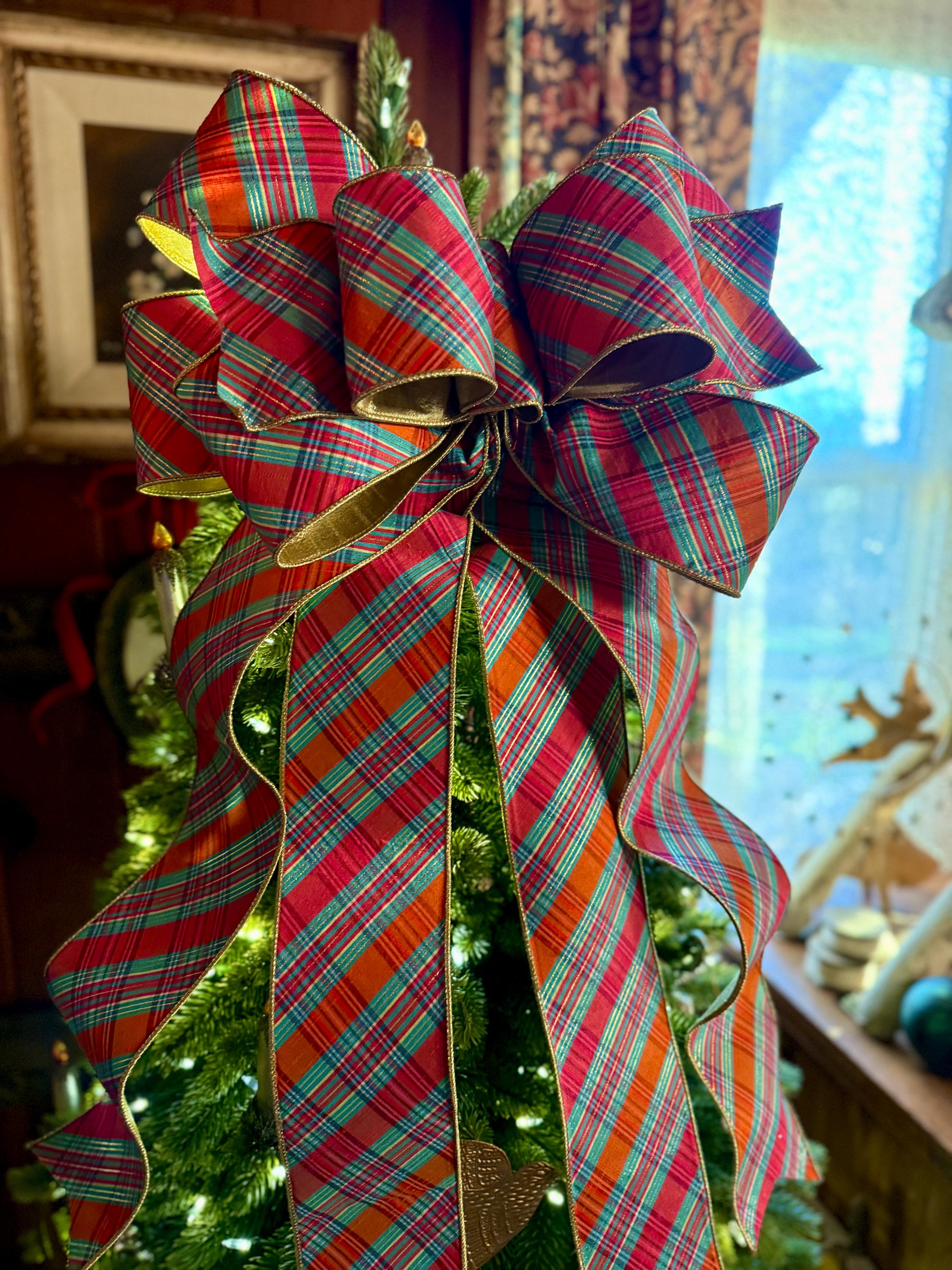The Kerri Red Rust & Gold Christmas Tree Topper Bow, XL Luxury Bow ...